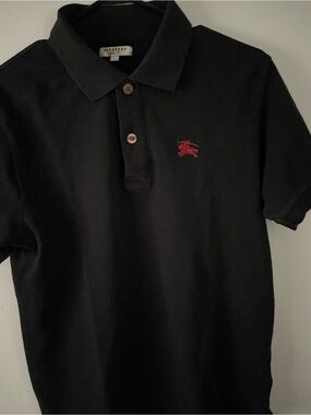 Burberry Black Polo Shirt with Red Logo